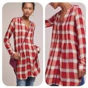 Anthropologie Oversized Akemi & Kin Lucie Plaid Tunic Size XS